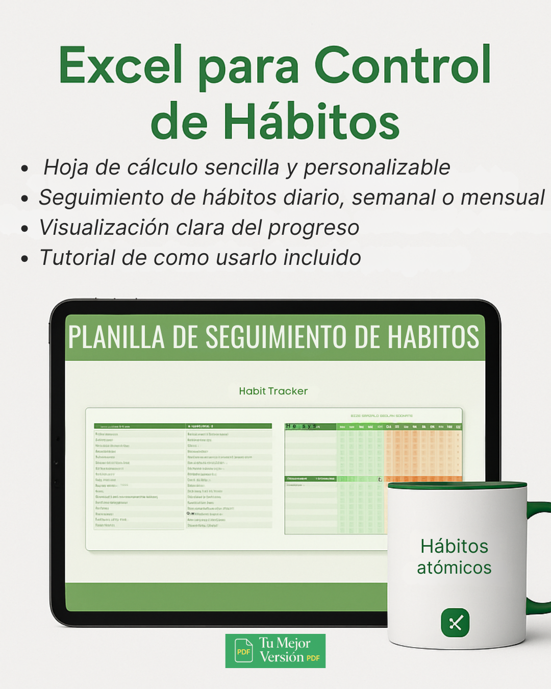 4x1 Cambio 180º | Ebook Hábitos Atómicos +AudioLibro + Excel para Control de Hábitos + Resumen